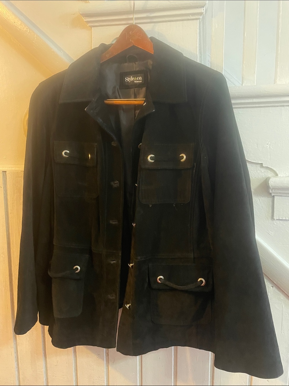Style & Co. Men's Black Suede Field Jacket